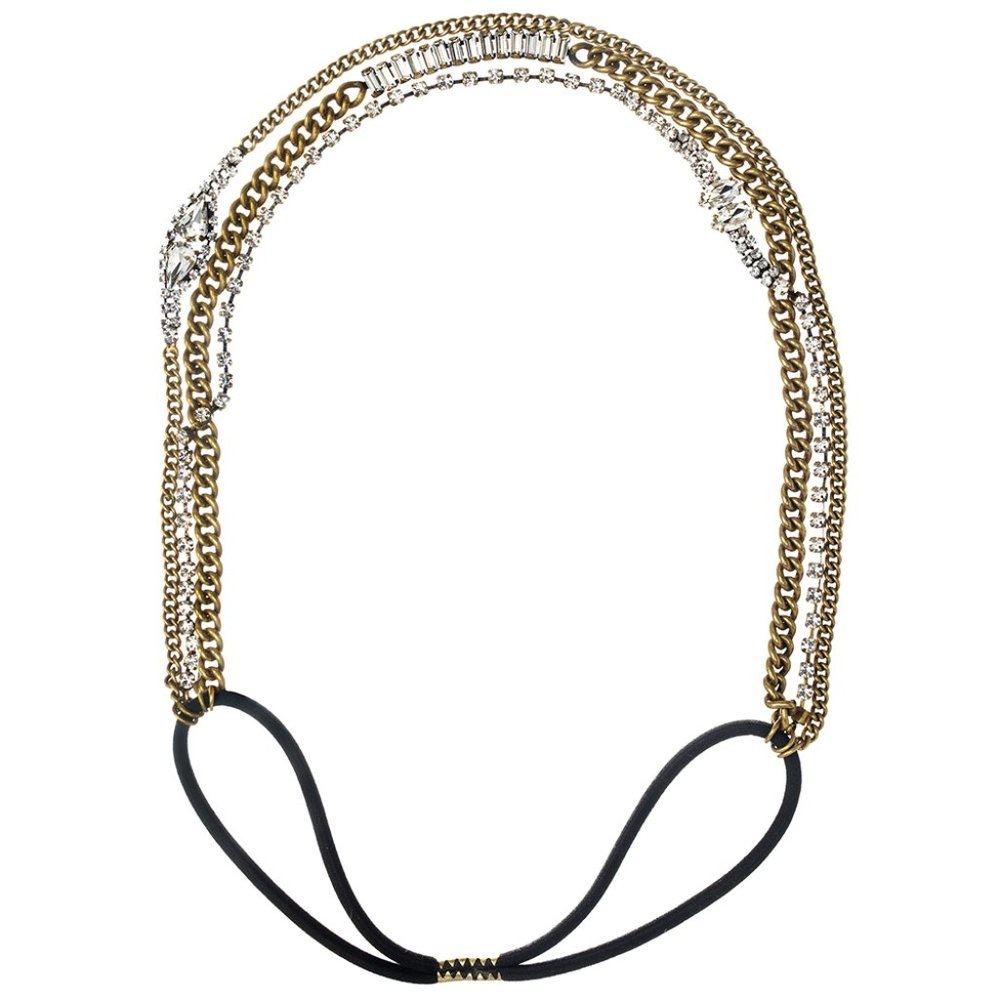 C+I Crystal + Chain Strands Stretch Headband